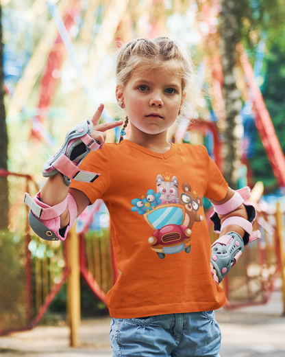 Cartoon Trio Vogel Baer Cat T-Shirt Kids SK