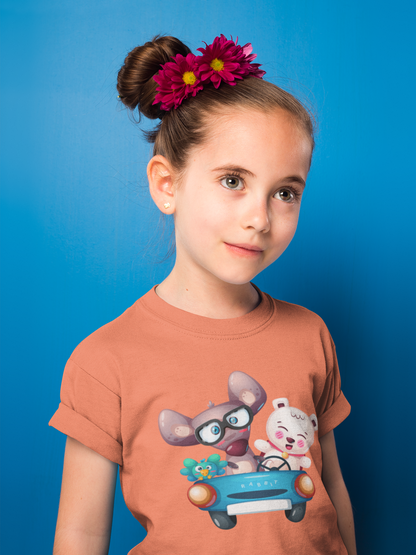 Cartoon Trio Vogel Maus Baer T-Shirt Kids SK