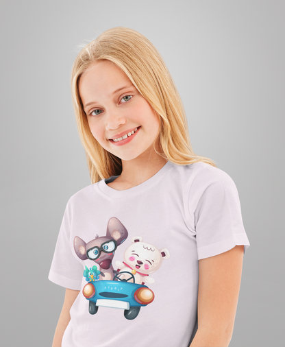 Cartoon Trio Vogel Maus Baer T-Shirt Kids SK