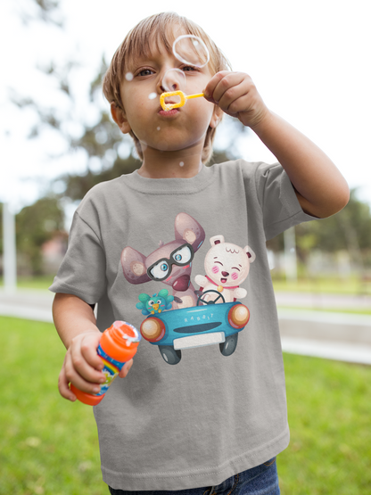 Cartoon Trio Vogel Maus Baer T-Shirt Kids SK
