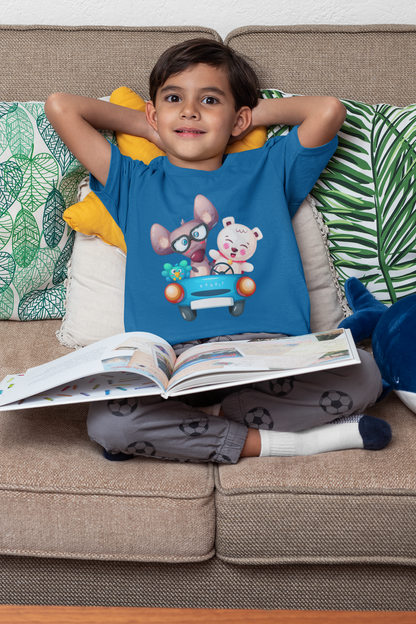 Cartoon Trio Vogel Maus Baer T-Shirt Kids SK