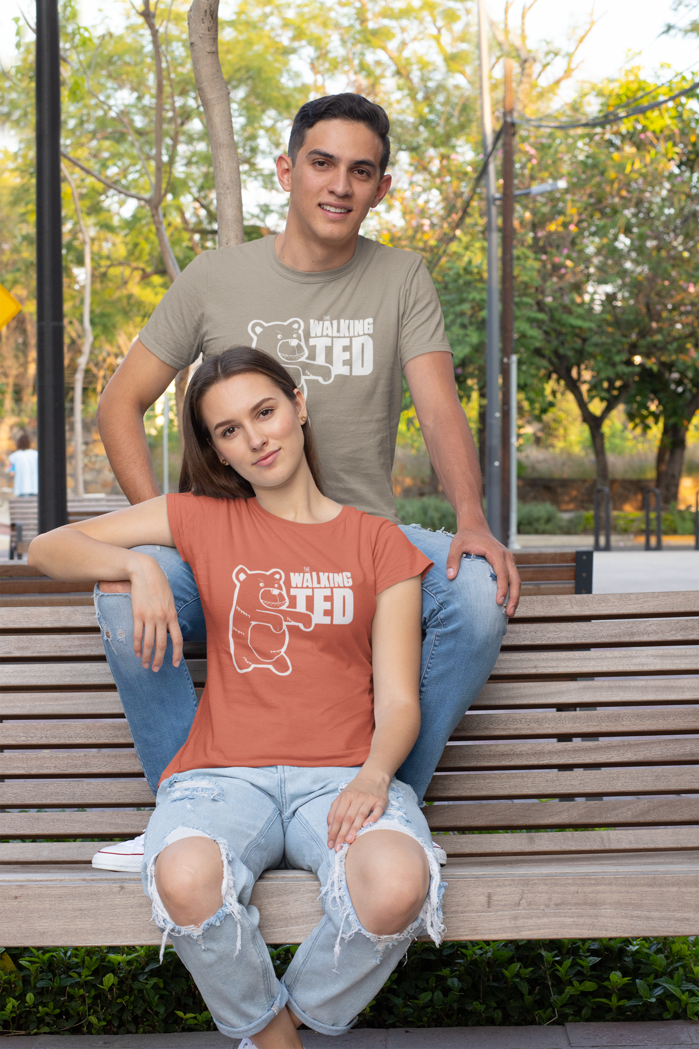 Cartoon Walking Ted Front - Unisex Erwachsenen Bio Creator T-Shirt SH