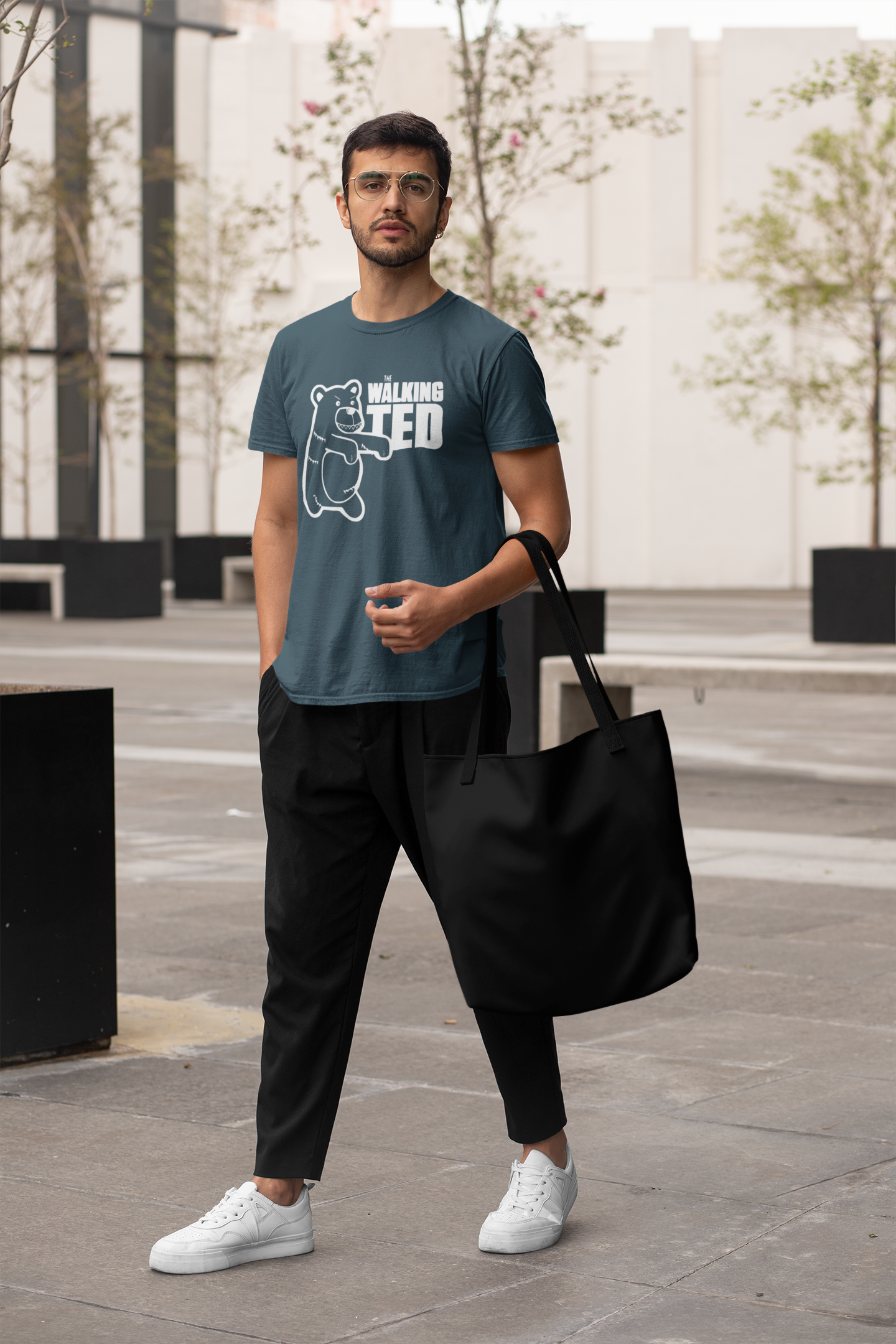 Cartoon Walking Ted Front - Unisex Erwachsenen Bio Creator T-Shirt SH