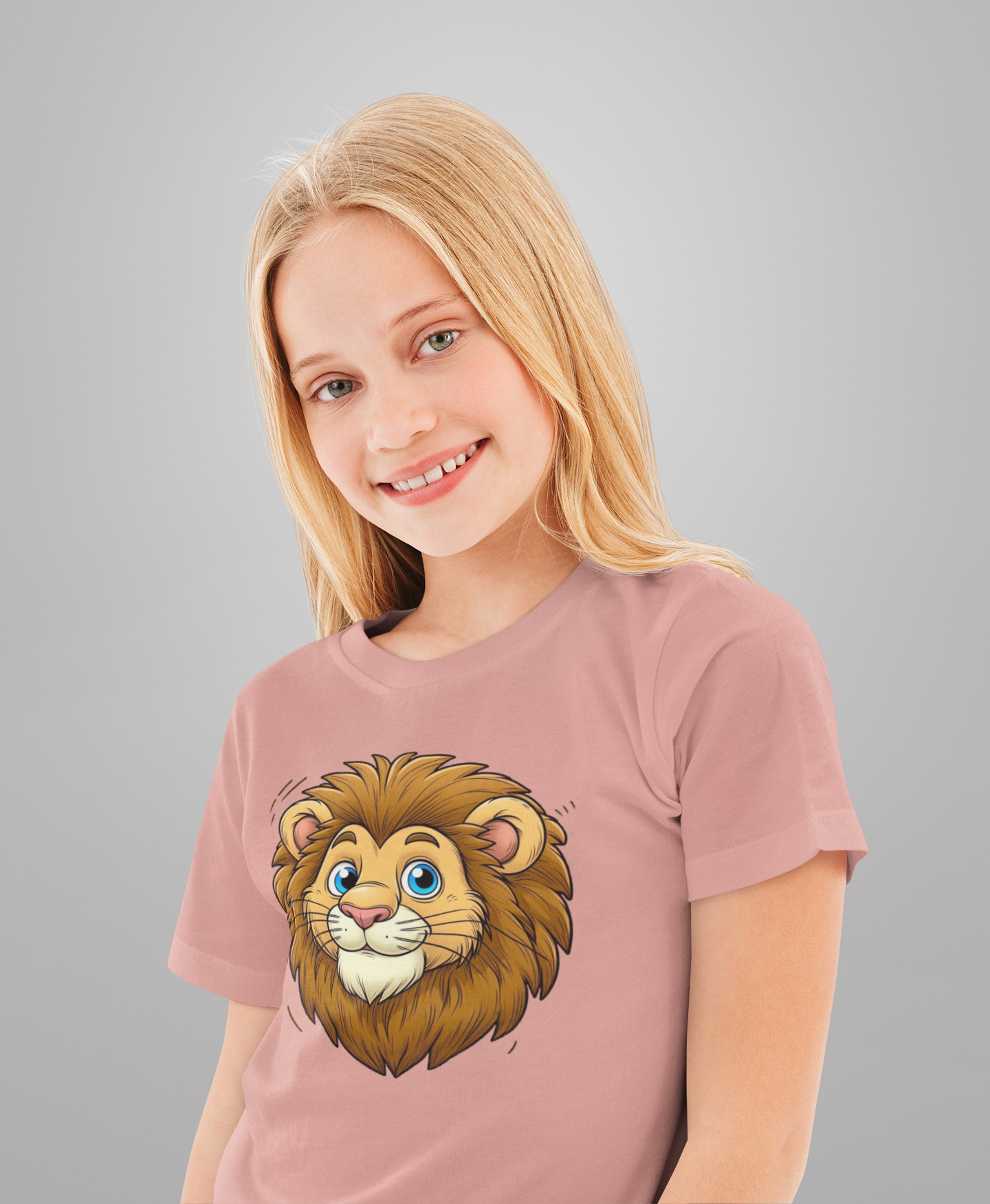 Cartoon süßer Löwenkopf T-Shirt Kids SK