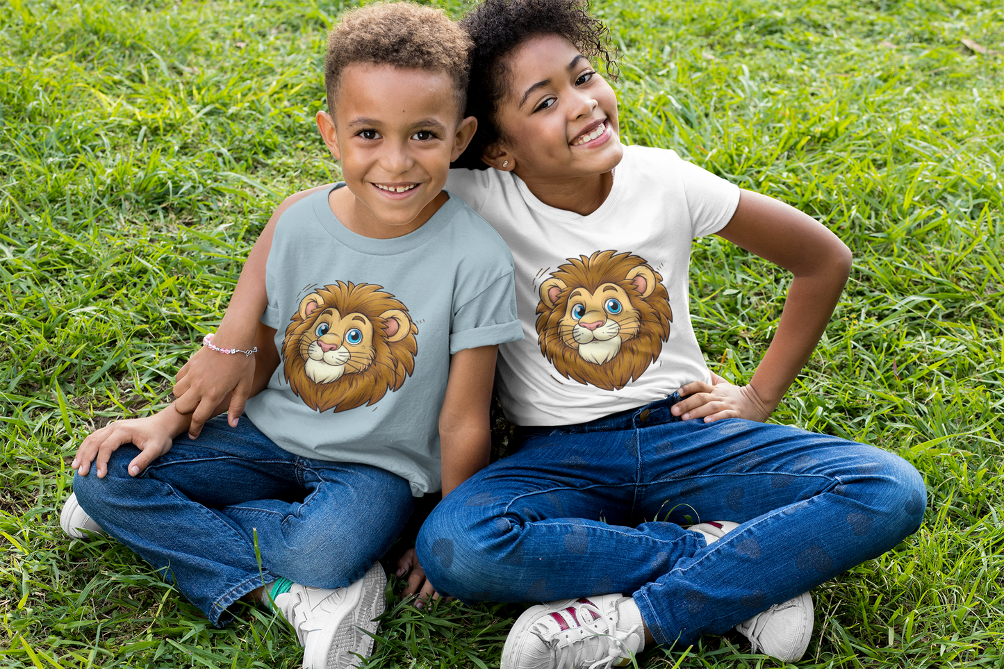 Cartoon süßer Löwenkopf T-Shirt Kids SK