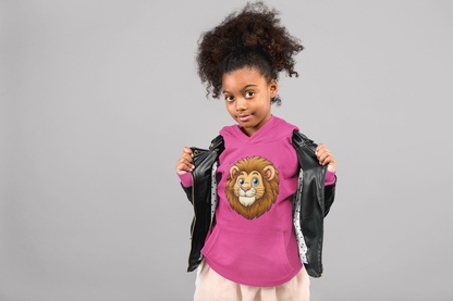Bonita cabeza de león de dibujos animados - Sudadera con capucha de felpa de peso medio y alta calidad para adolescentes - Disponible en todo el mundo - GL