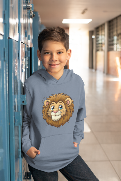 Bonita cabeza de león de dibujos animados - Sudadera con capucha de felpa de peso medio y alta calidad para adolescentes - Disponible en todo el mundo - GL