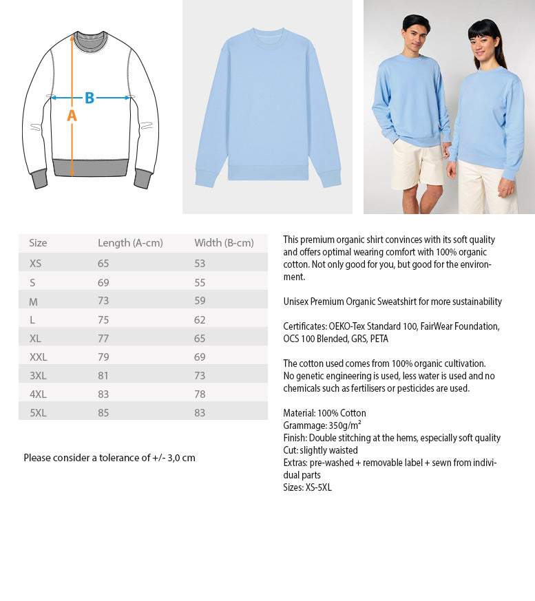 Wolf in Flammen Nordic Inferno - Unisex Erwachsenen Bio Changer Sweatshirt ST/ST SH