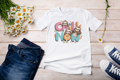 Chill Now Faultiere - Kinder T-Shirt Kurzarm-Shirt Baumwolle Hochwertig Langlebig - T-Shirt Kids BC SH