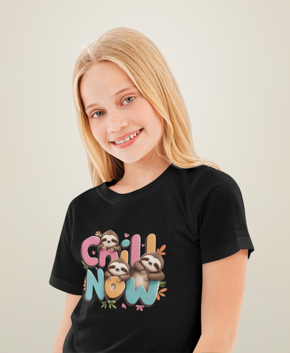Chill Now Faultiere - Kinder T-Shirt Kurzarm-Shirt Baumwolle Hochwertig Langlebig - T-Shirt Kids BC SH