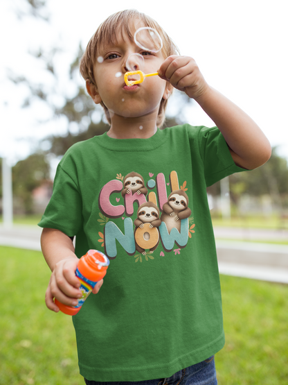 Chill Now Faultiere - Kinder T-Shirt Kurzarm-Shirt Baumwolle Hochwertig Langlebig - T-Shirt Kids BC SH