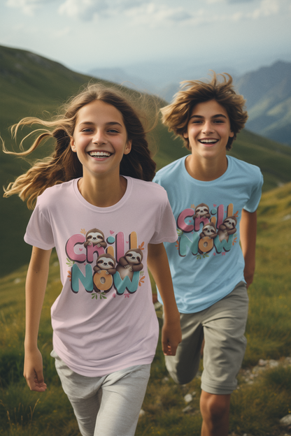 Chill Now Faultiere - Kinder T-Shirt Kurzarm-Shirt Baumwolle Hochwertig Langlebig - T-Shirt Kids BC SH