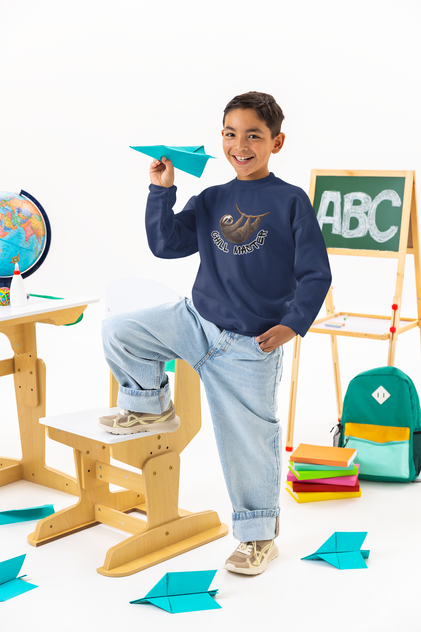 Chill Master Faultier - Mini Changer SH  - Kinder Pullover Sweatshirt Bio Baumwolle Hochwertig Langlebig - Mini Changer Sweatshirt 2 ST/ST SH