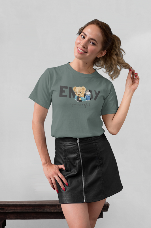 Chill Teddy Enjoy yourself Front - Unisex Erwachsenen Bio Baumwolle Kurzarm Shirt Creator T-Shirt 2.0 ST/St SH