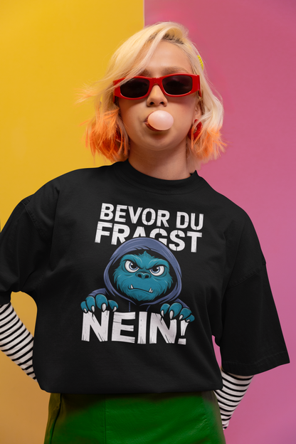 Comic Monster Before you ask - NO! Unisex Adult Freestyler Heavy Oversized Short Sleeve T-Shirt ST/St SH