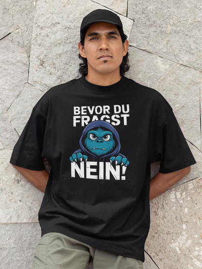 Comic Monster Before you ask - NO! Unisex Adult Freestyler Heavy Oversized Short Sleeve T-Shirt ST/St SH