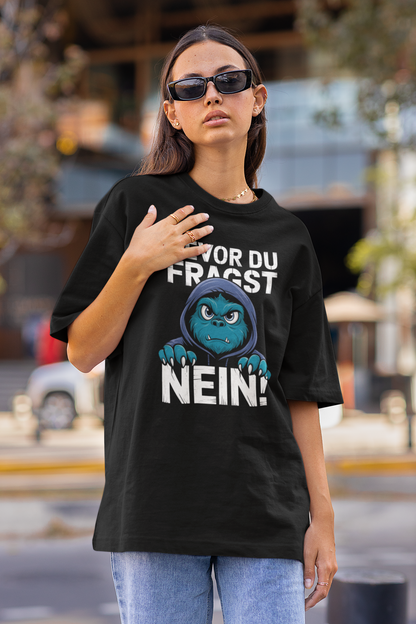 Comic Monster Before you ask - NO! Unisex Adult Freestyler Heavy Oversized Short Sleeve T-Shirt ST/St SH