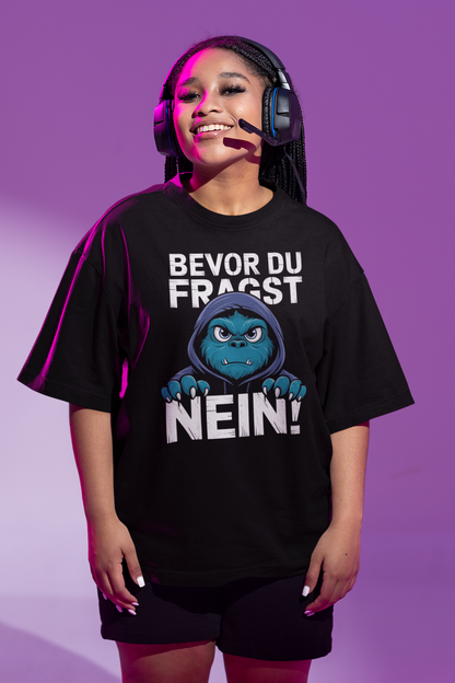 Comic Monster Before you ask - NO! Unisex Adult Freestyler Heavy Oversized Short Sleeve T-Shirt ST/St SH