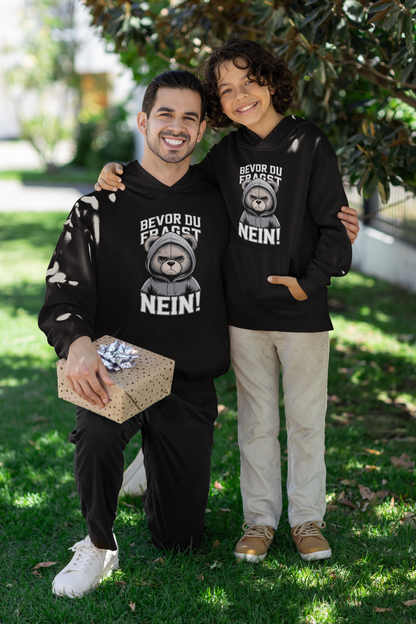 Teddy Bear - Before you ask - NO! - Kids Hoodie Pullover Organic Cotton High Quality - Mini Cruiser Hoodie 2.0 ST/ST SH