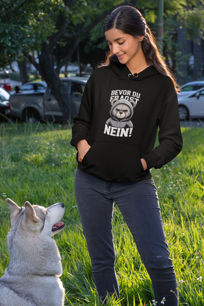 Teddy Bear - Before you ask, NO! High-quality, medium-weight fleece hoodie for unisex adults - Available worldwide - GL