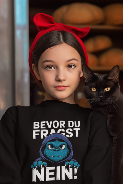 Comic Monster - Before you ask - NO! Unisex children's pullover sweatshirt, organic cotton, high quality - Mini Changer sweatshirt ST/ST SH