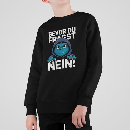 Comic Monster - Before you ask - NO! Unisex children's pullover sweatshirt, organic cotton, high quality - Mini Changer sweatshirt ST/ST SH