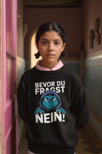 Comic Monster - Before you ask - NO! Unisex children's pullover sweatshirt, organic cotton, high quality - Mini Changer sweatshirt ST/ST SH