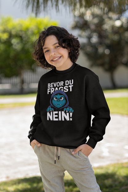 Comic Monster - Before you ask - NO! Unisex children's pullover sweatshirt, organic cotton, high quality - Mini Changer sweatshirt ST/ST SH