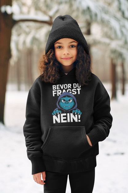 Comic Monster - Before you ask - NO! Kids Hoodie Pullover Organic Cotton High Quality - Mini Cruiser Hoodie 2.0 ST/ST SH