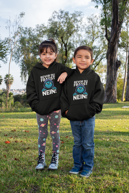 Comic Monster - Bevor du Fragst - NEIN! -  Hochwertiger Mittelschwerer Fleece-Hoodie für Jugendliche - Weltweit Verfügbar - GL