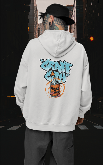 Craft City Skull Spray Streetwear - Slammer Organic Oversized Unisex Hoodie Adults SH
