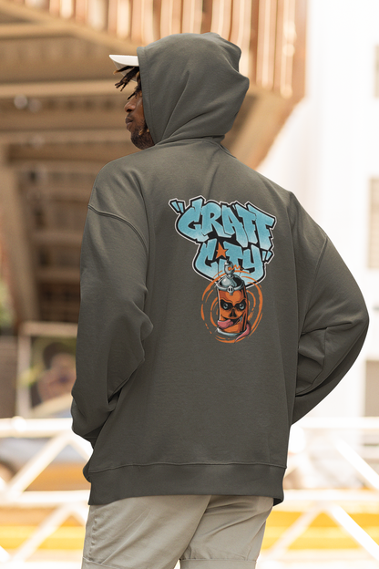 Craft City Skull Spray Streetwear - Slammer Organic Oversized Unisex Hoodie Adults SH