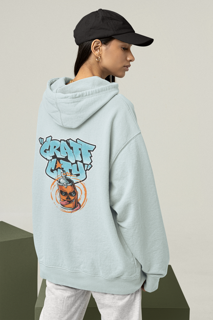 Craft City Skull Spray Streetwear - Slammer Organic Oversized Unisex Hoodie Adults SH