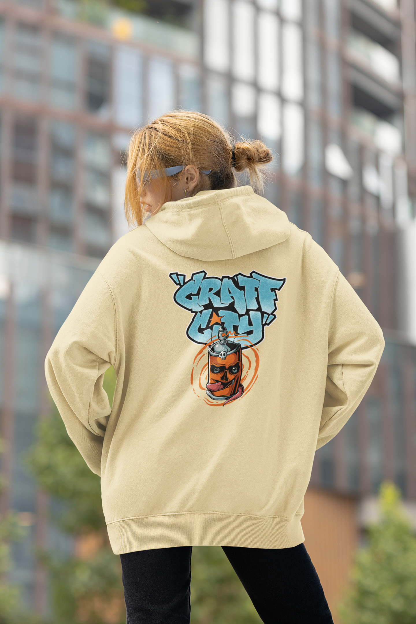 Craft City Skull Spray Streetwear - Slammer Organic Oversized Unisex Hoodie Adults SH