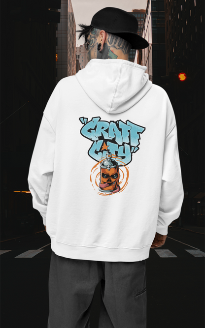 Craft City Skull Spray Streetwear - Slammer Organic Oversized Unisex Hoodie Adults SH