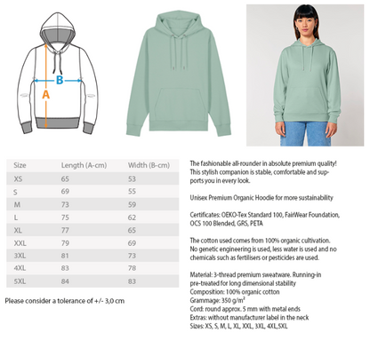 Wilder Wolf in Flammen Be Wild and Free Front - Unisex Erwachsenen Bio Organic Cruiser Hoodie 2.0 ST/ST