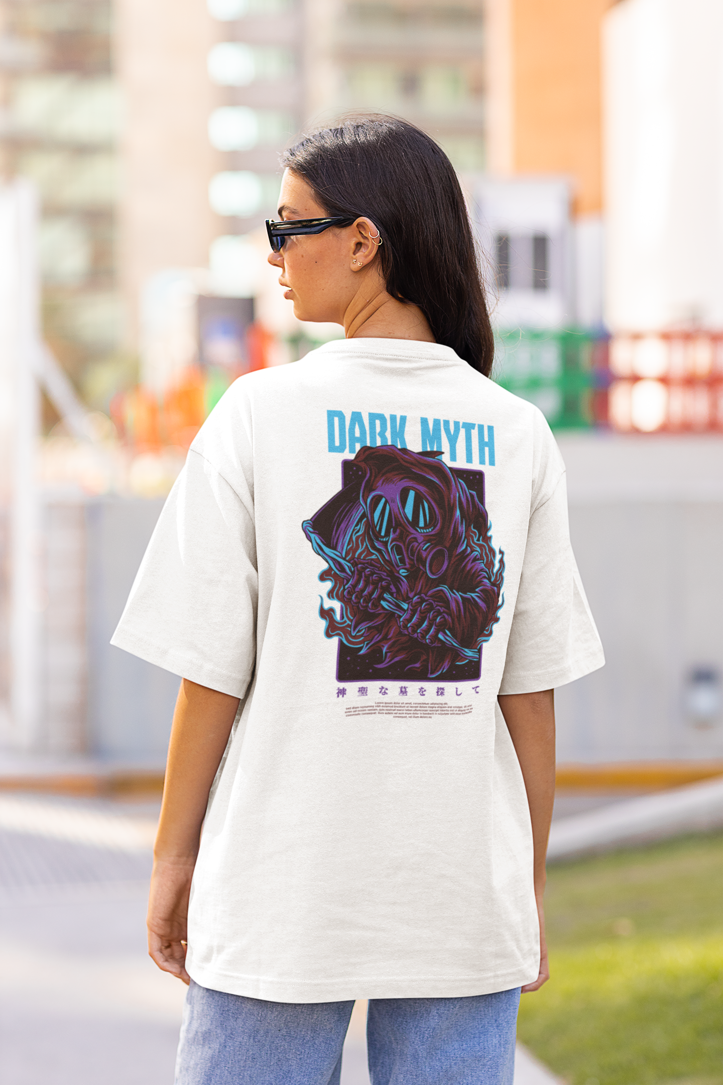 DARK MYTH Warrior Streetwear Backprint - Freestyler Bio Oversized Unisex T-Shirt Erwachsene SH