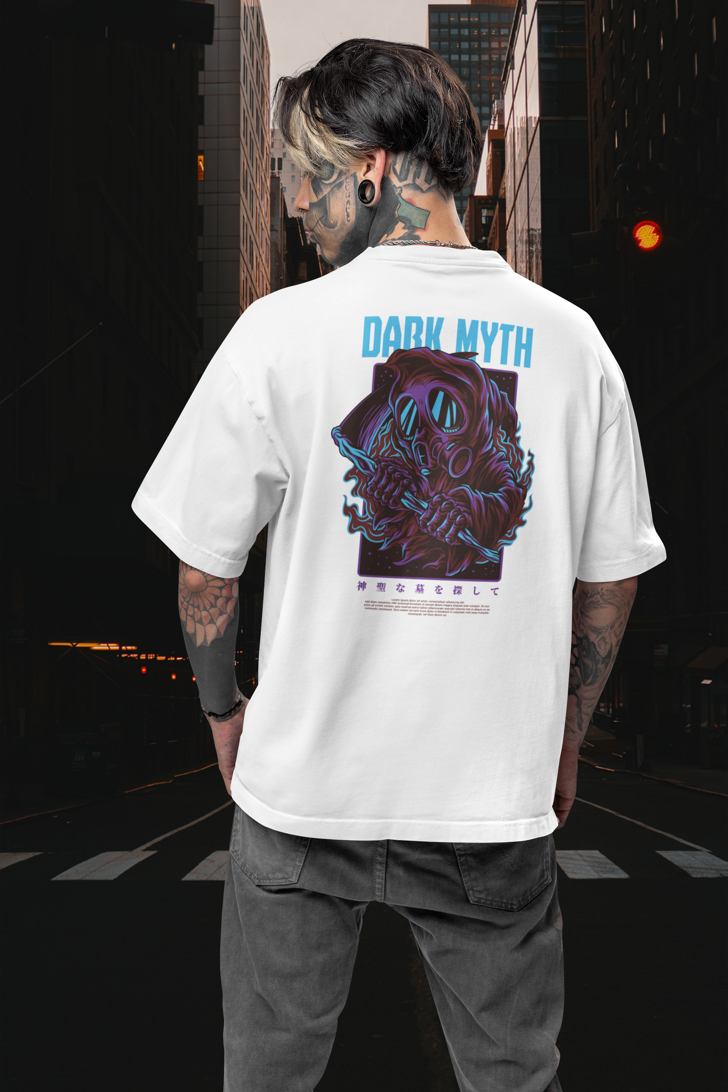 DARK MYTH Warrior Streetwear Backprint - Freestyler Bio Oversized Unisex T-Shirt Erwachsene SH