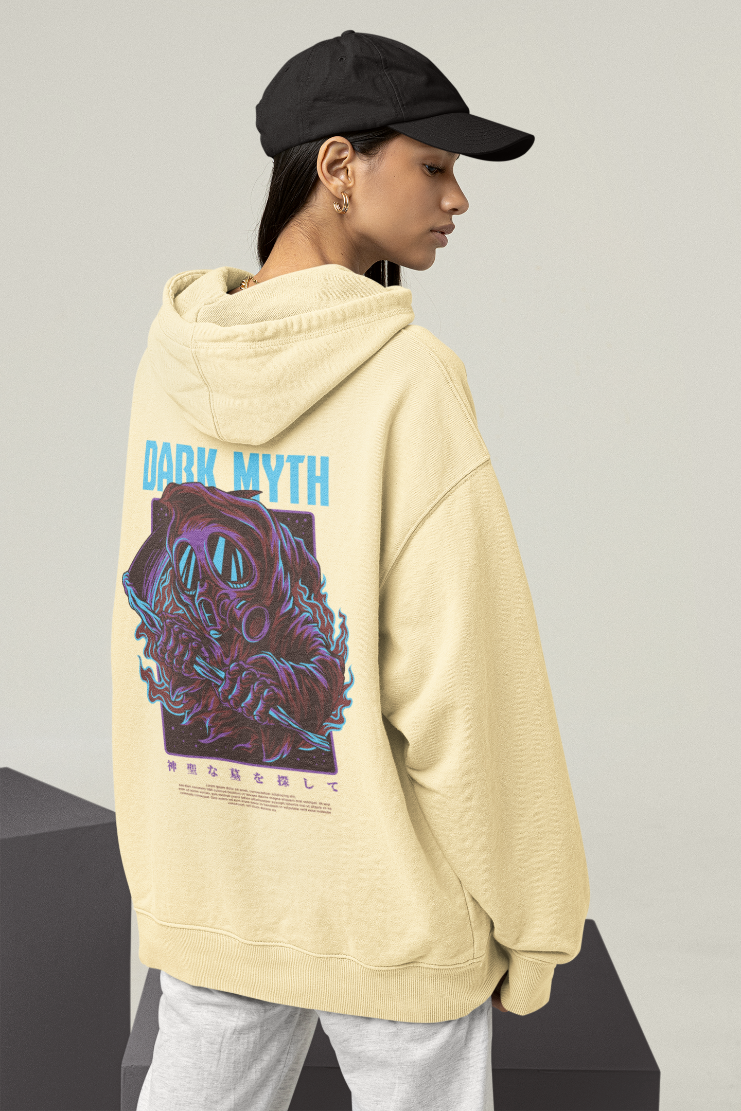 DARK MYTH  Warrior Streetwear - Slammer Bio Oversized Unisex Hoodie Erwachsenen SH