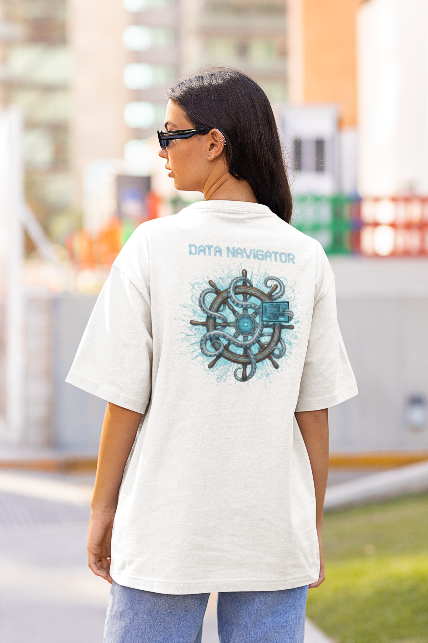 DATA NAVIGATOR OCTO PILOT Streetwear Backprint - Freestyler Bio Oversized Unisex T-Shirt Erwachsene SH
