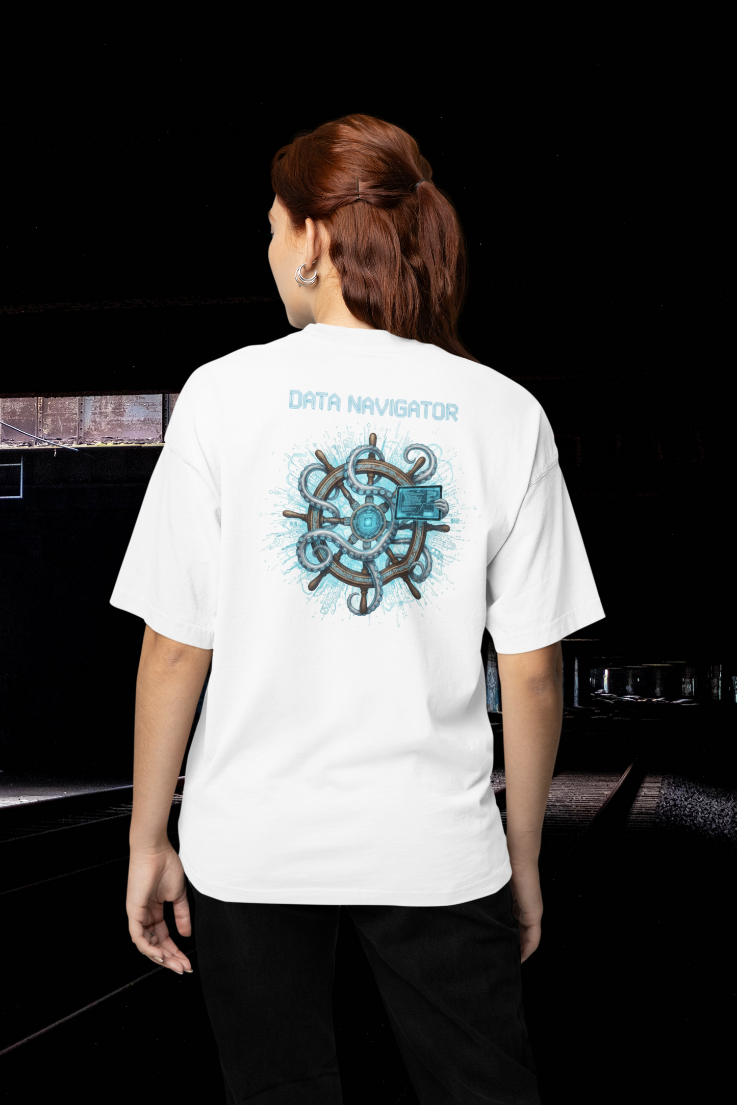 DATA NAVIGATOR OCTO PILOT Streetwear Backprint - Freestyler Bio Oversized Unisex T-Shirt Erwachsene SH