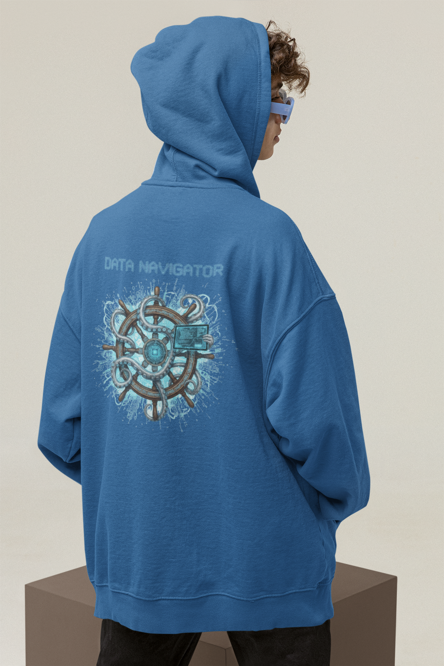 DATA NAVIGATOR OCTO PILOT Streetwear Backprint - Slammer Bio Oversized Unisex Hoodie Erwachsene SH