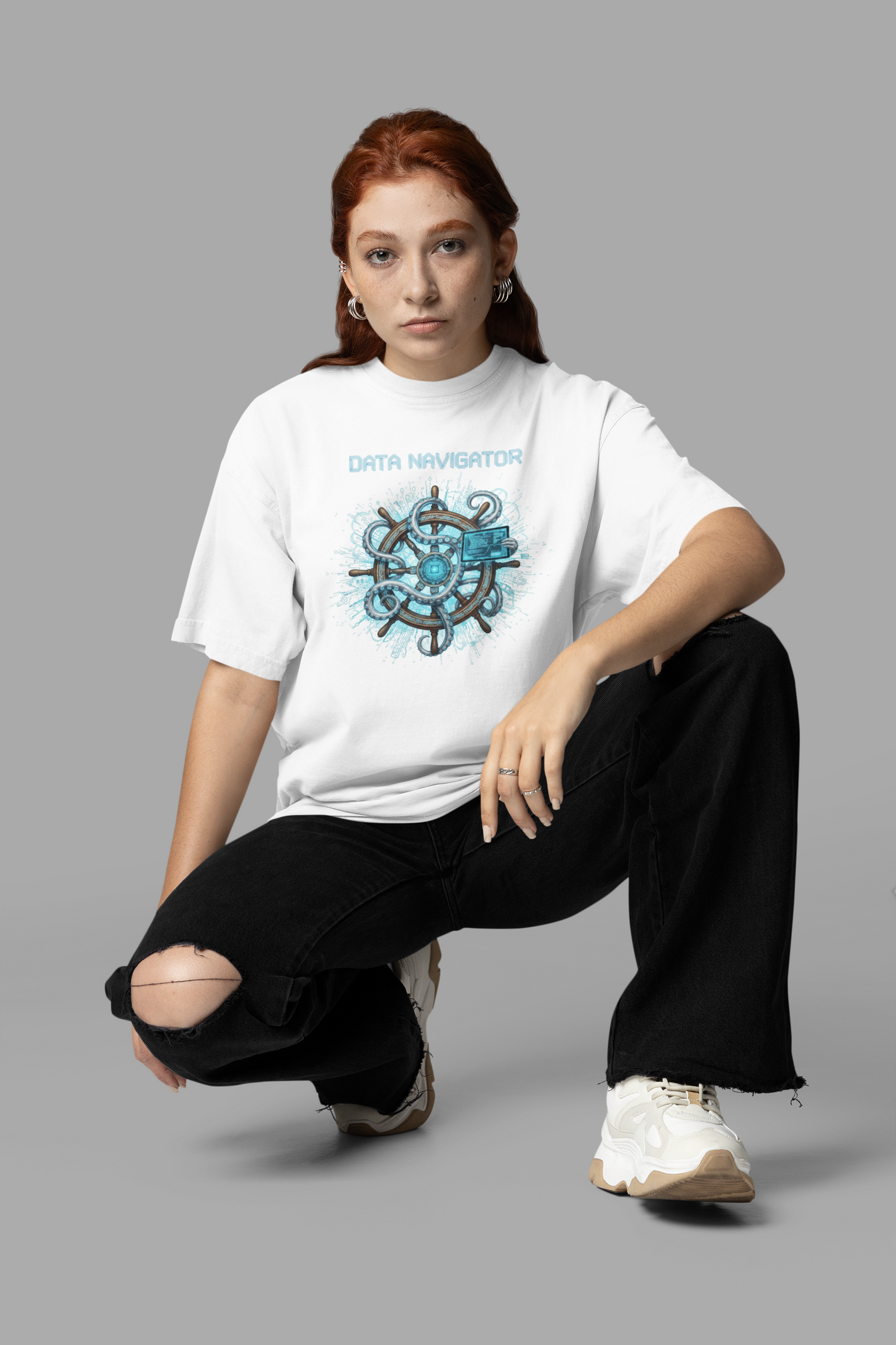 DATA NAVIGATOR OCTO PILOT Streetwear Frontprint - Freestyler Bio Oversized Unisex T-Shirt Erwachsene SH