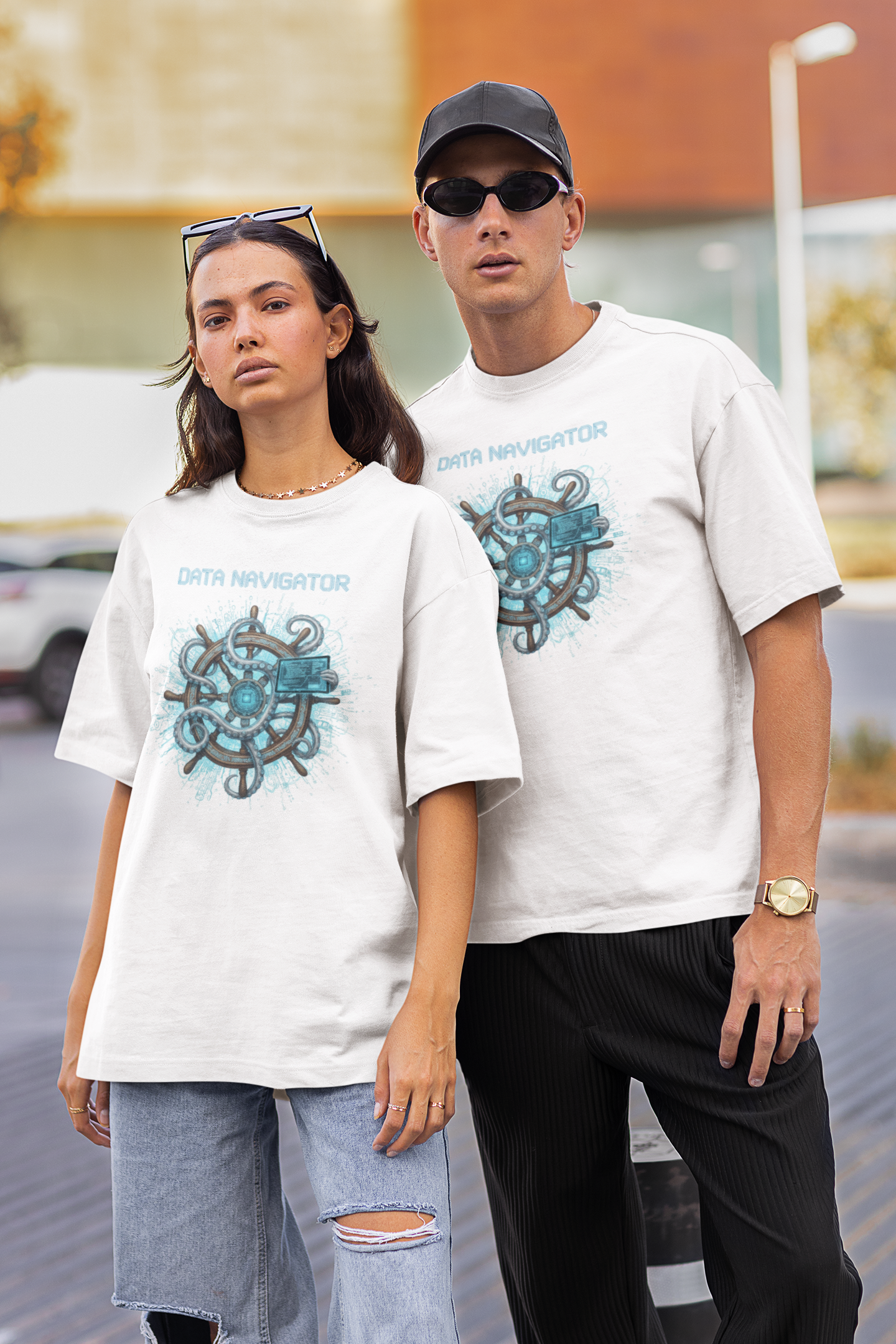 DATA NAVIGATOR OCTO PILOT Streetwear Frontprint - Freestyler Bio Oversized Unisex T-Shirt Erwachsene SH