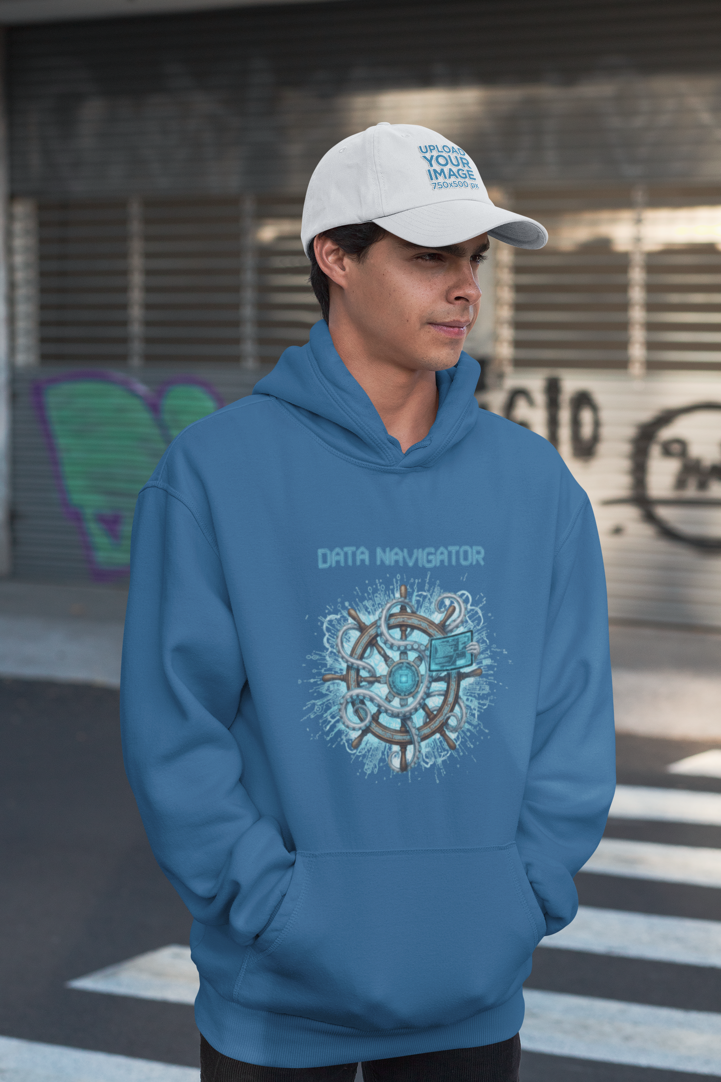 DATA NAVIGATOR OCTO PILOT Streetwear Frontside - Slammer Bio Oversized Unisex Hoodie Adults SH - Unisex Oversized Organic Hoodie 2.0