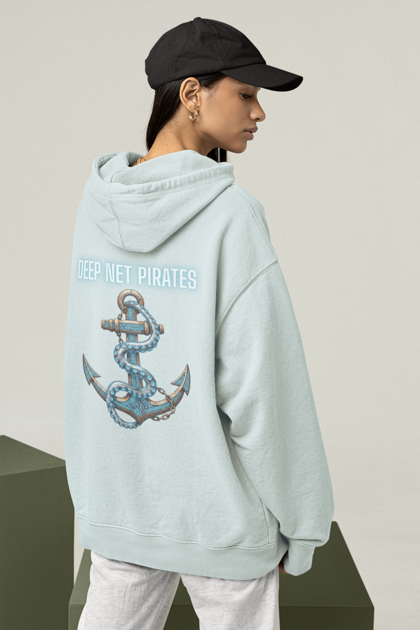DEEP NET PIRATES Streetwear Backside - Slammer Organic Oversized Unisex Hoodie SH