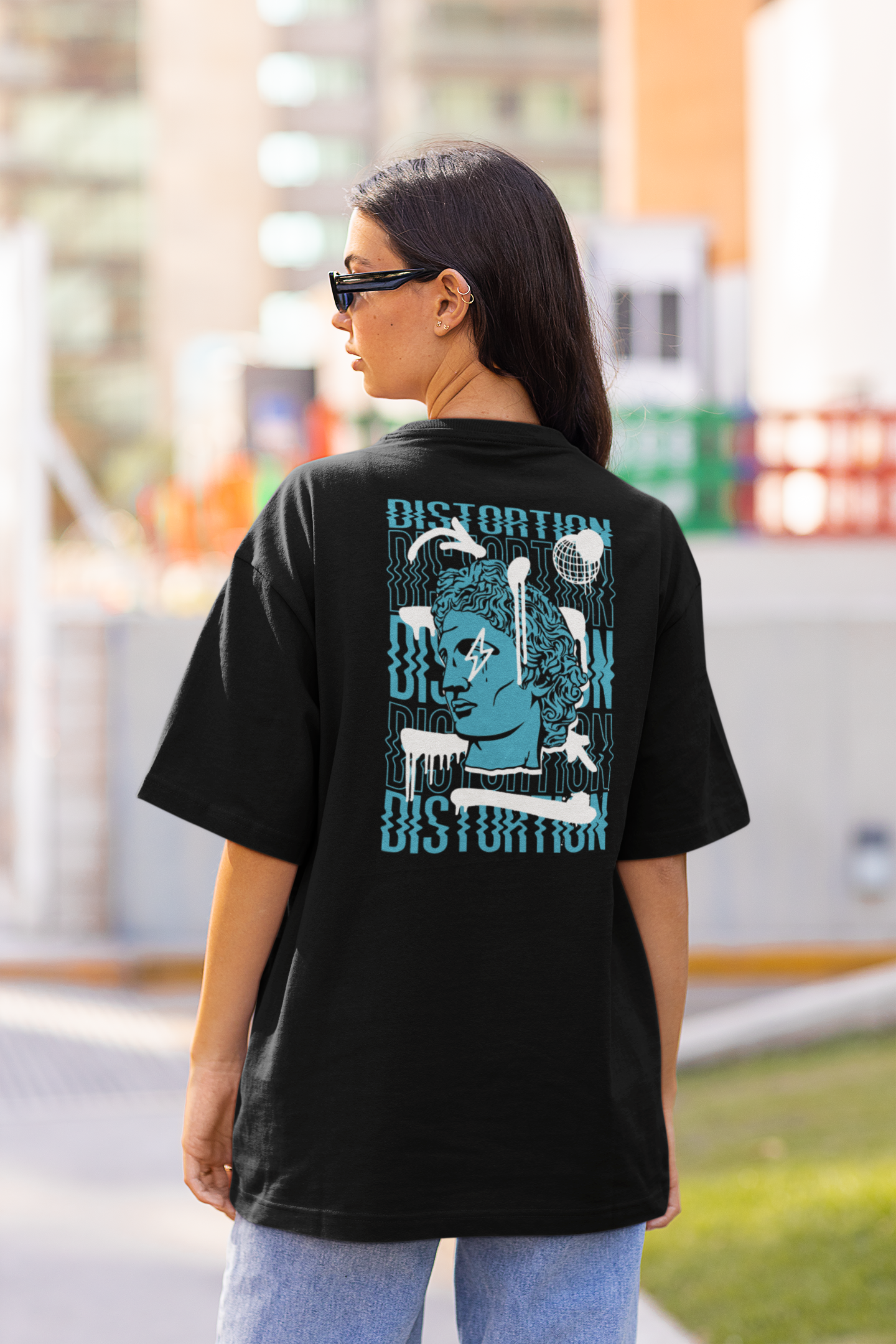 DISTORTION APOLLO VIBES Streetwear Backprint - Freestyler Bio Oversized Unisex T-Shirt Erwachsene SH