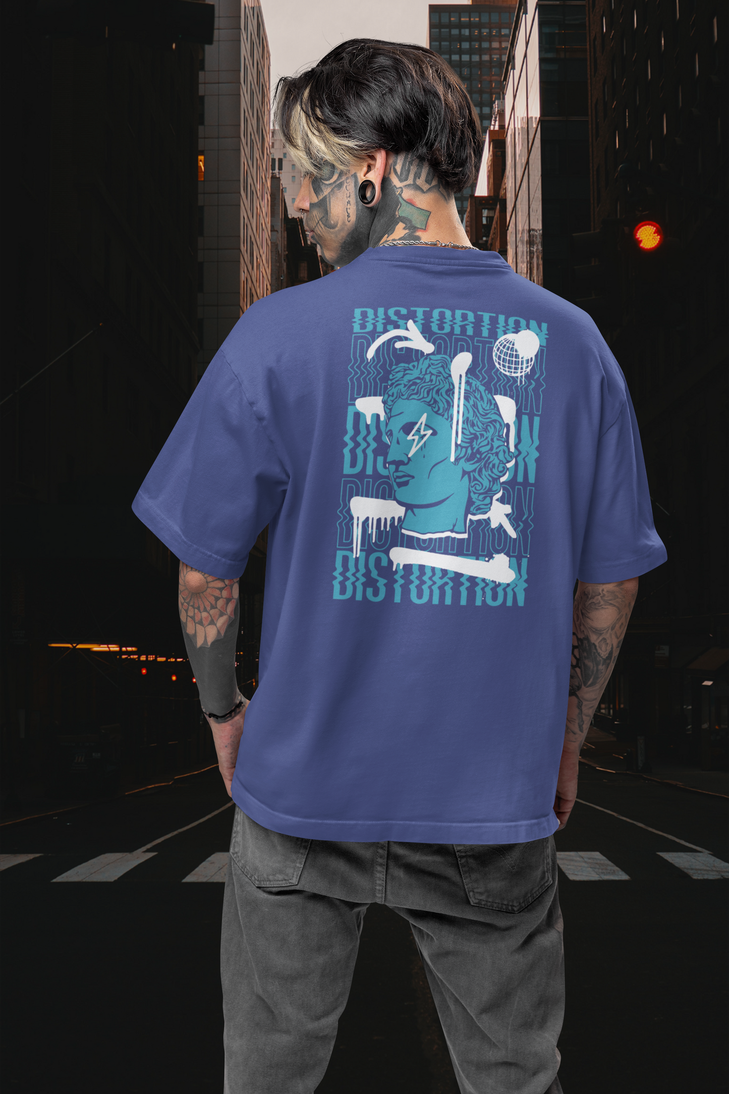 DISTORTION APOLLO VIBES Streetwear Backprint - Freestyler Bio Oversized Unisex T-Shirt Erwachsene SH