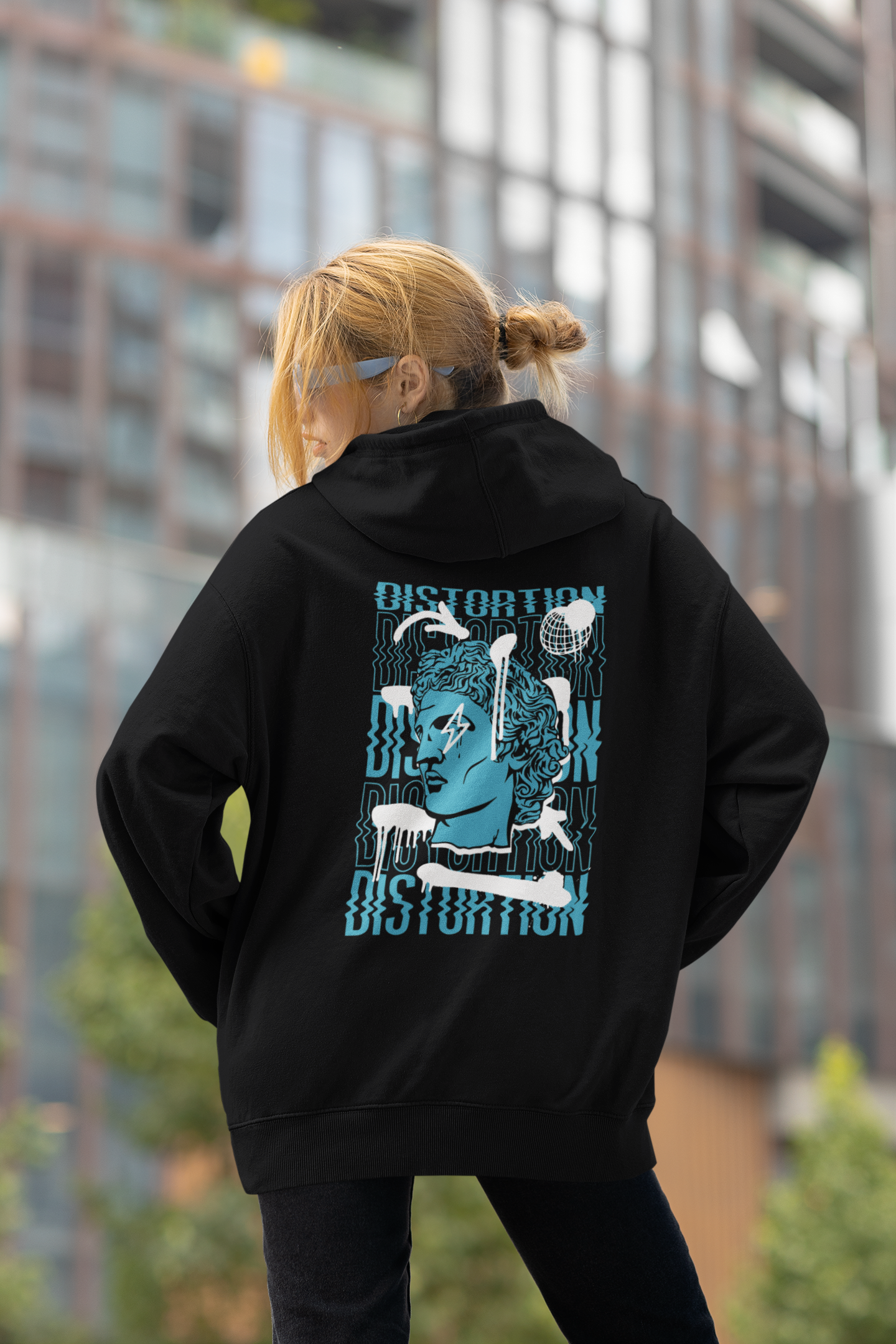 DISTORTION APOLLO VIBES Streetwear Backside  - Slammer Bio Oversized Unisex Hoodie Erwachsene SH