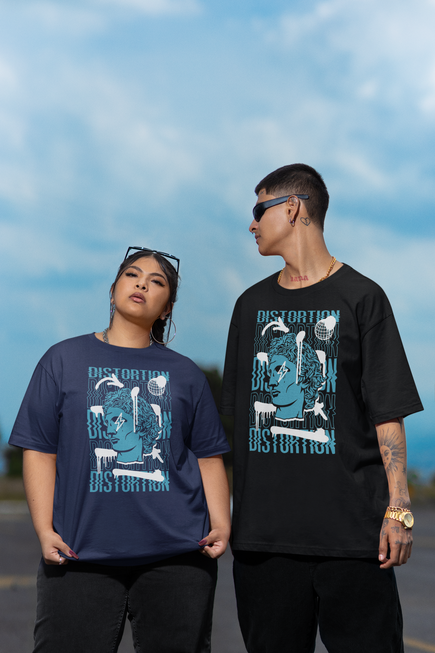 DISTORTION APOLLO VIBES Streetwear Frontprint - Freestyler Bio Oversized Unisex T-Shirt Erwachsene SH